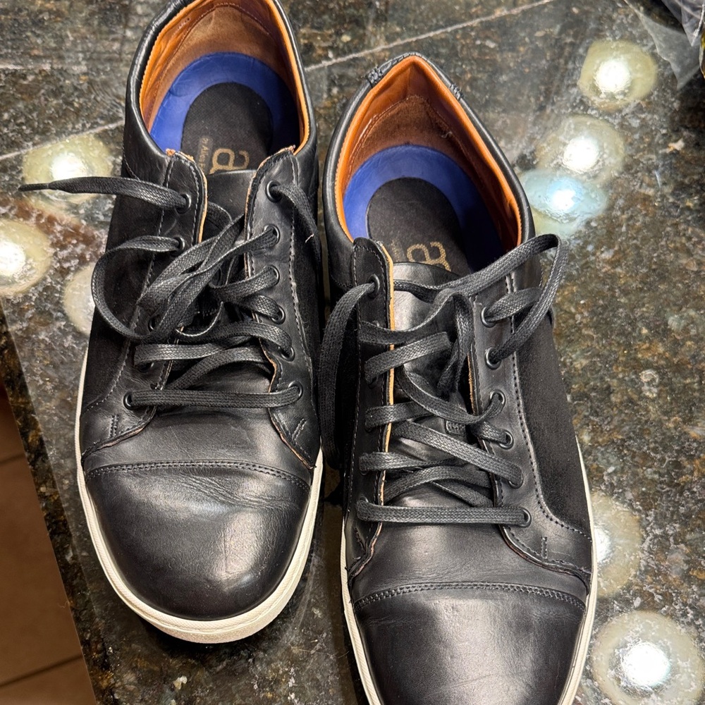 Allen Edmonds Black White Leather Sneakers. Worn twice. Check out the soles!!